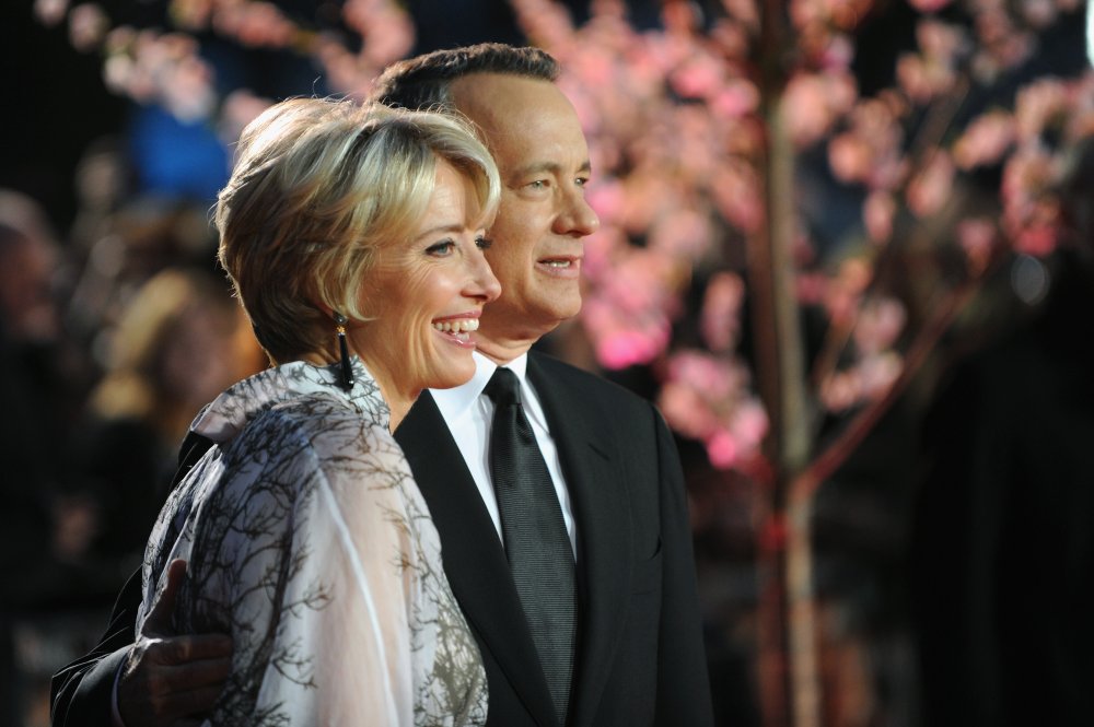 Emma Thompson and Tom Hanks attend the Closing Night Gala screening of Saving Mr. Banks during the 57th BFI London Film Festival at Odeon Leicester Square.