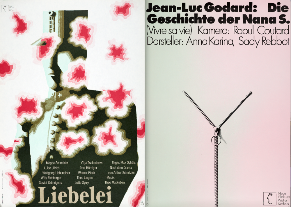 Posters for Max Oph&amp;uuml;l&amp;rsquo;s Leibelei (left) and Godard&amp;#8217;s Vivre sa vie (right)