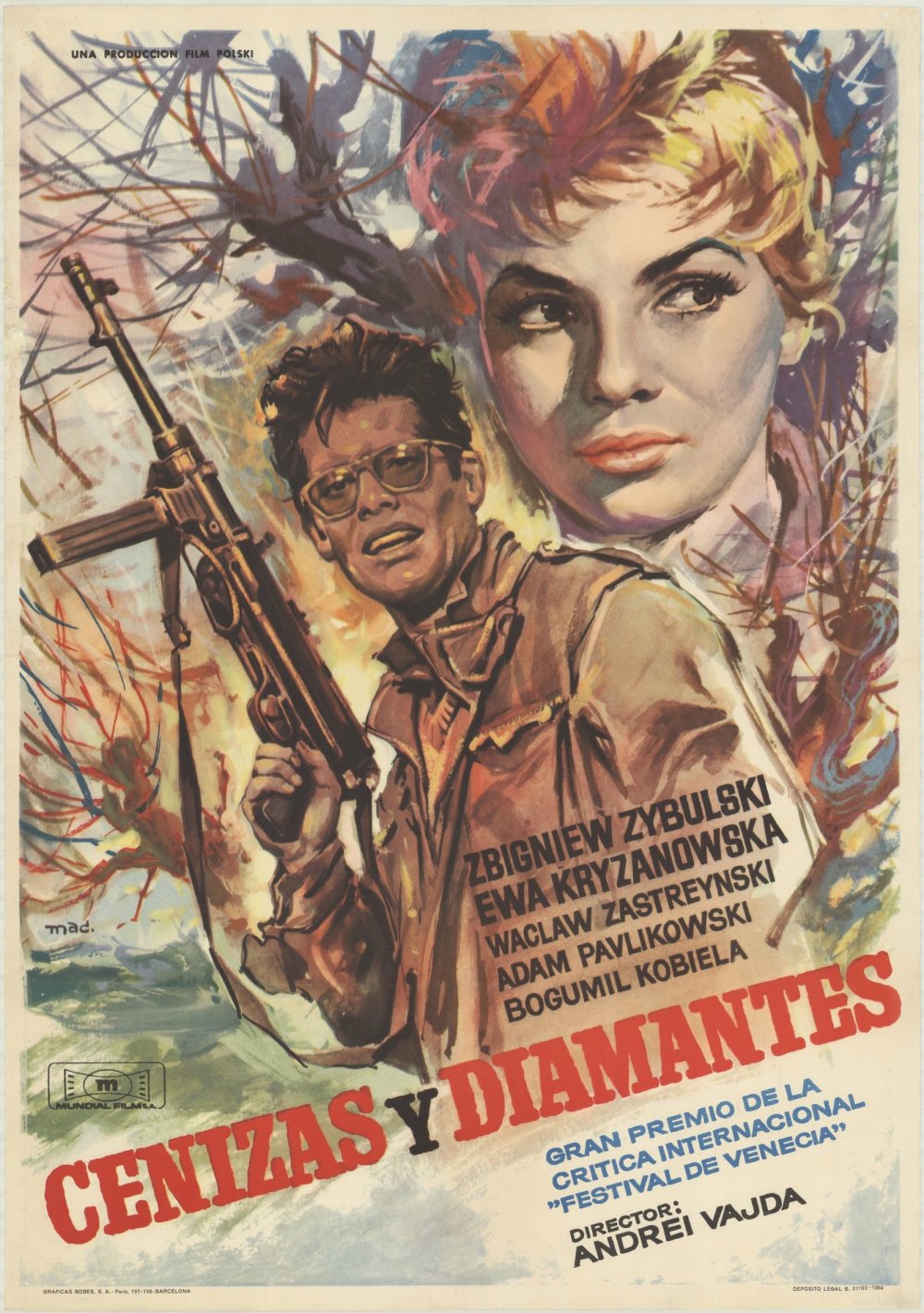 Ashes and Diamonds (1958): Spanish poster, 1964