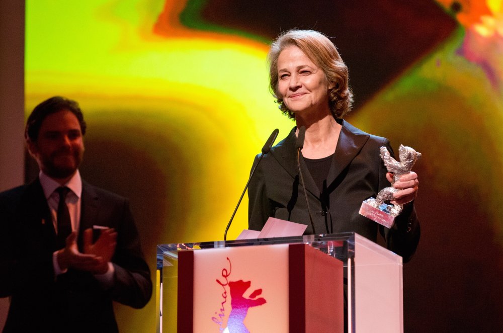 Charlotte Rampling accepts her best actress award for 45 Years at the 2015 Berlin International Film Festival