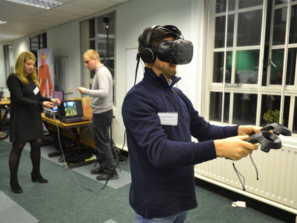 Attendee playing Dubit&#039;s VR game.
