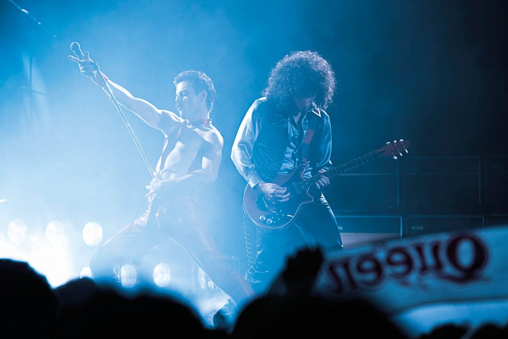 Rami Malek as Freddie Mercury and Gwilym Lee as Brian May in Bohemian Rhapsody