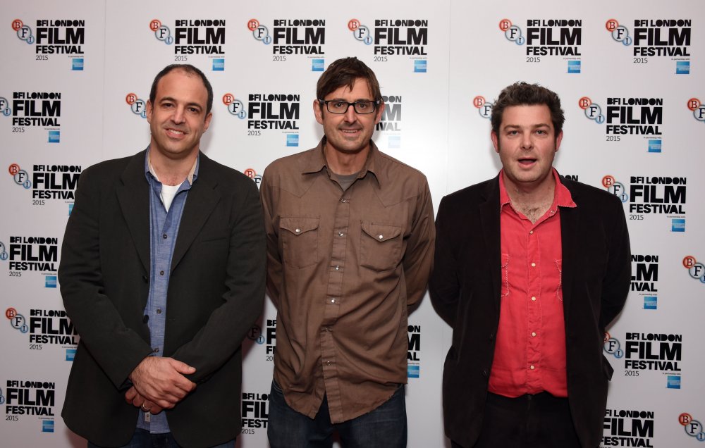 Producer Simon Chinn, presenter Louis Theroux and director John Dower at the London Film Festival premiere of My Scientology Movie (2015)