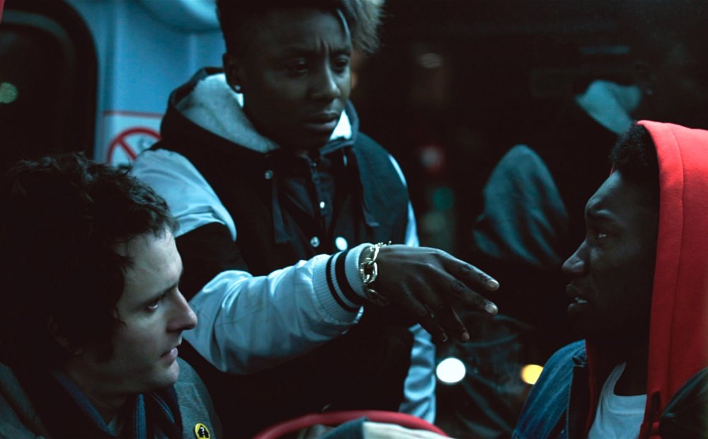 Ed and Nathan (Nathan Stewart-Harett) run into homphobic trouble on the night bus