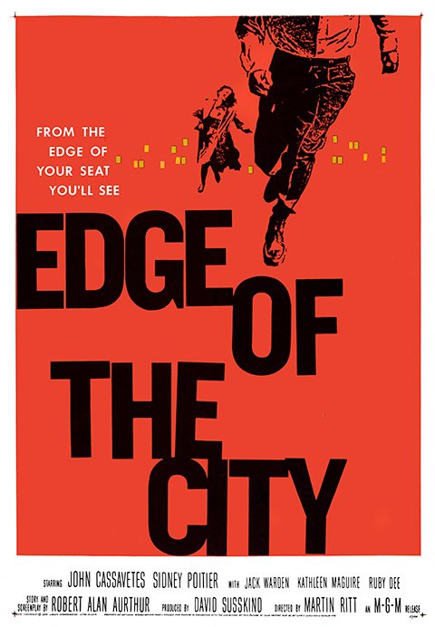 Edge of the City (1957) portrayed an interracial friendship (between Sidney Poitier and John Cassavetes) and showed a black man in a position of authority. Saul Bass was reportedly instructed by the studio to avoid any indication of this in his design.