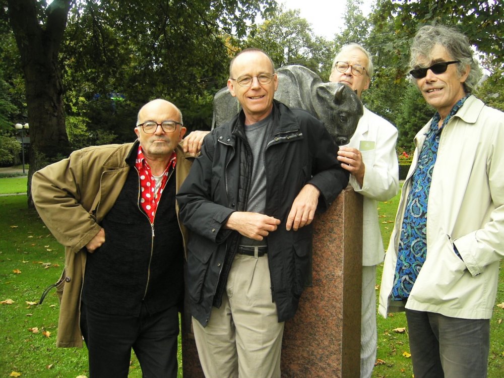 For an artist with such a distinguished career in music and film, this photograph exemplifies Tony&amp;#8217;s charming modesty. He is the figure behind the statue in a Dortmund Park (2004). Left to right: Willhelm Hein, Anthony McCall, Tony Conrad and William Raban.