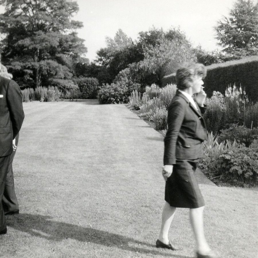 Penelope Houston touring the National Film Archive (now BFI National Archive) in Berkhamsted