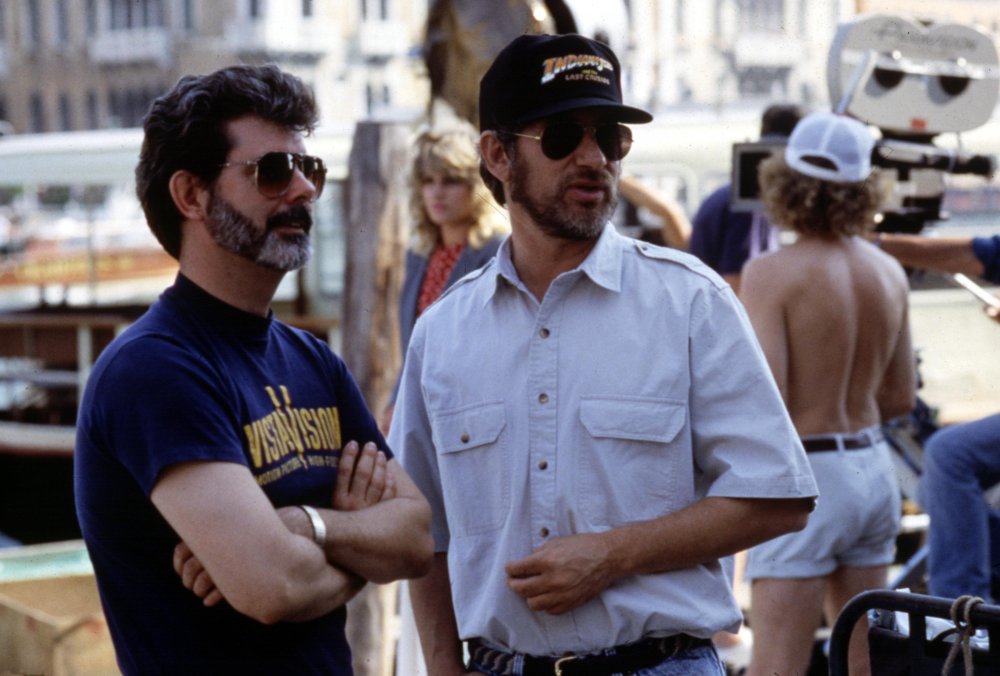 Lucas and Spielberg on location for the third Indy adventure