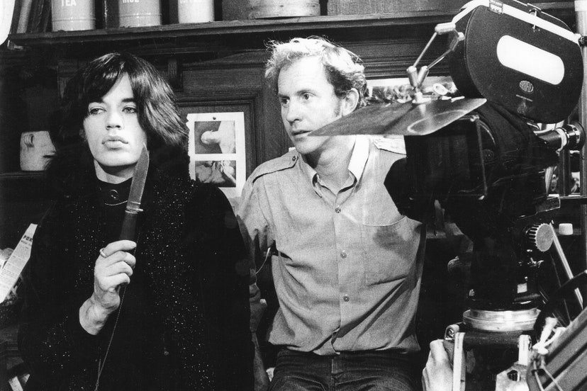 Nicolas Roeg and Mick Jagger on the set of Performance (1970)