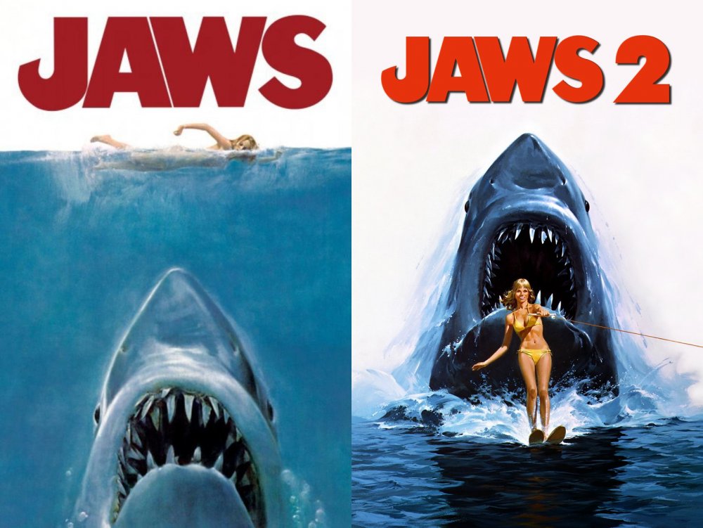 US posters for Jaws (1975) and Jaws 2 (1978)