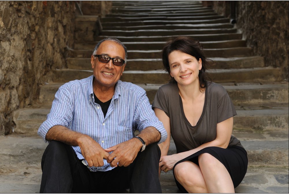 Abbas Kiarostami and Juliette Binoche on location for Certified Copy in 2010