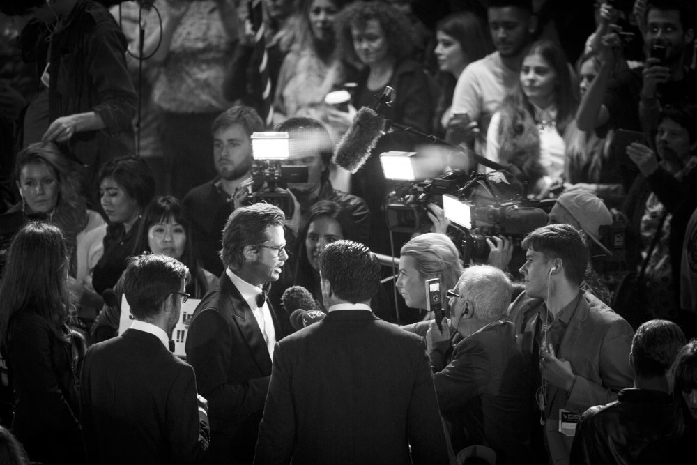 Brad talks to the press just before Fury brings an end to the 58th BFI London Film Festival