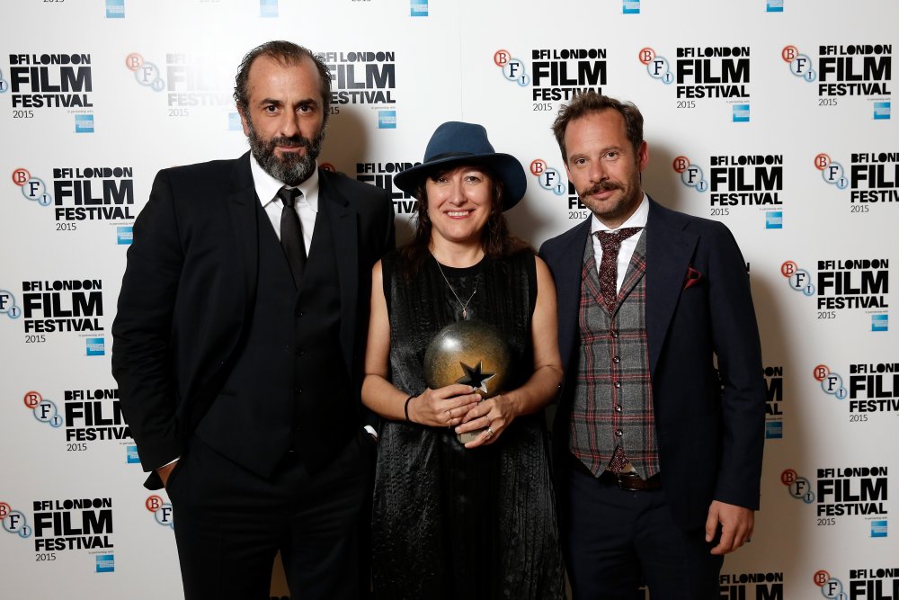 Panos Koronis, Athina Rachel Tsangari and Giorgos Pyrpassopoulos with the Best Film award for Chevalier