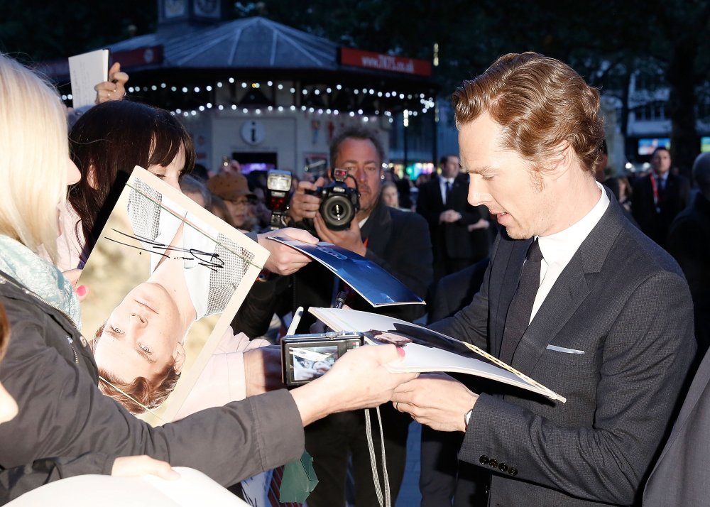 Benedict Cumberbatch signs autographs before the Black Mass Virgin Atlantic Gala screening