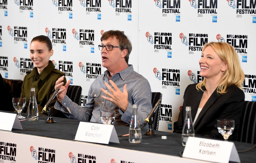 Rooney Mara, Todd Haynes and Cate Blanchett attend the Carol press conference during the BFI London Film Festival