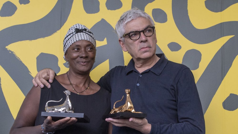 Vitalina Varela and Pedro Costa with their awards at the 2019 Locarno Film Festival