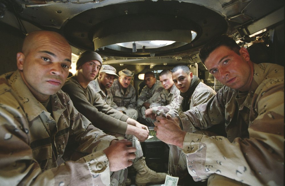 Jeffrey Wright (left) and fellow soldiers from Shaw&amp;rsquo;s platoon