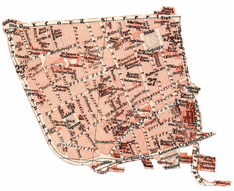 Map of Soho in 1914, the world of Chaplin&#039;s Footlights story