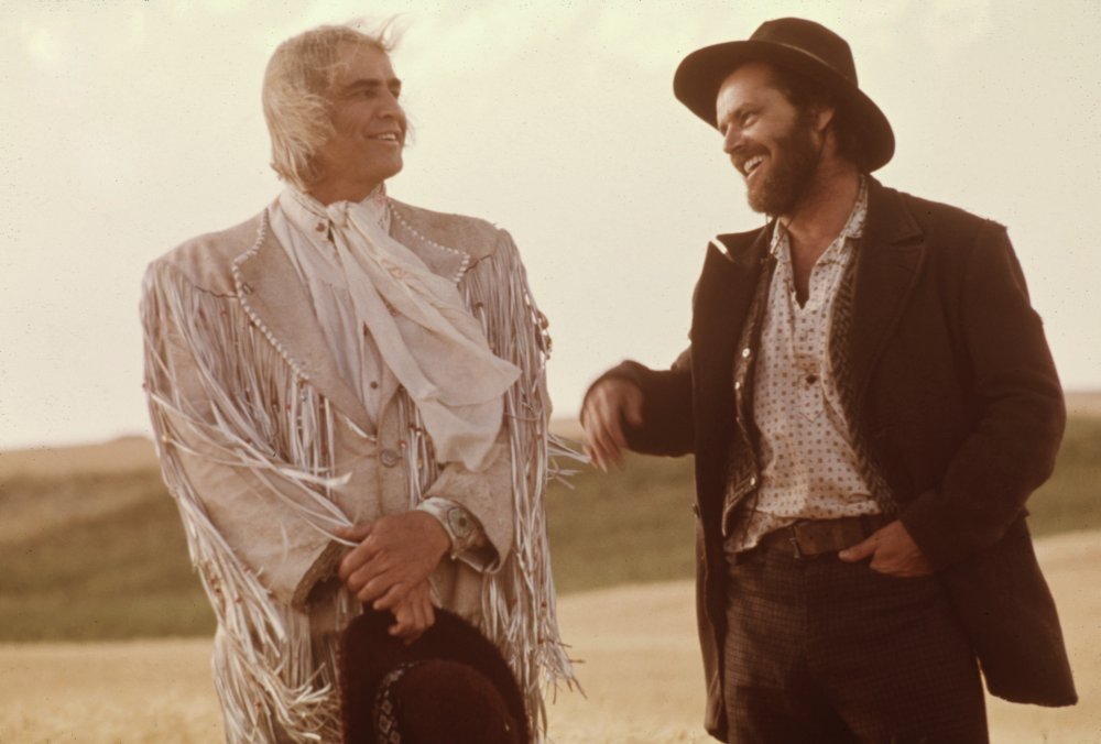 Marlon Brando as Lee Clayton and Jack Nicholson as Tom Logan in The Missouri Breaks (1976)