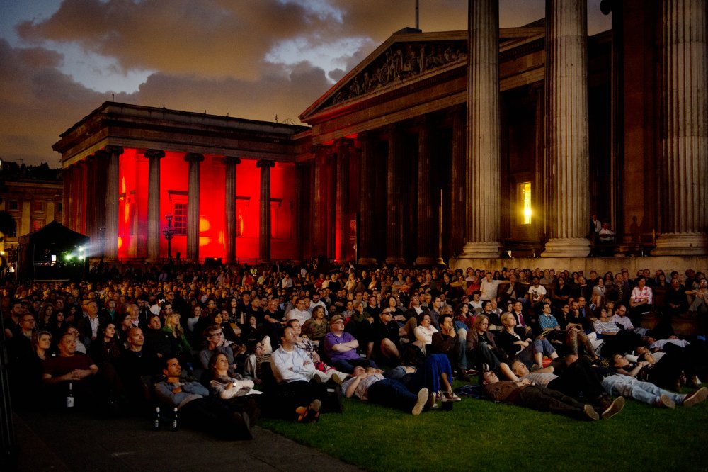 Night of the Demon screens as night falls over the British Museum forecourt
