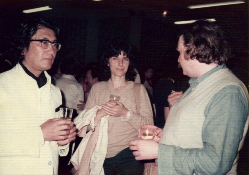 Director Oshima Nagisa, Pam Engel and Andi Engel at a 1978 Cannes Film Festival party