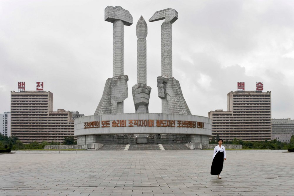 The grey skyline of North Korea’s capital Pyongyang is free of advertising and dotted with monuments to the ruling party.