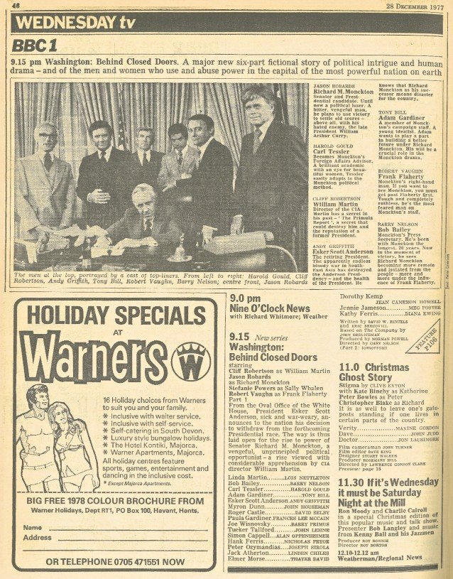 RadioTimes page from 1977 showing the Stigma listing