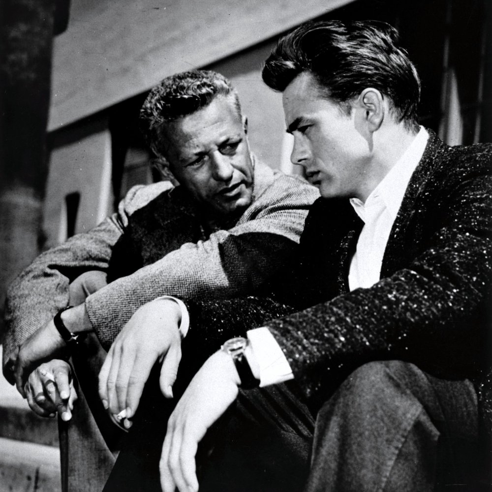 Nicholas Ray and James Dean on the set of Rebel without a Cause (1955)
