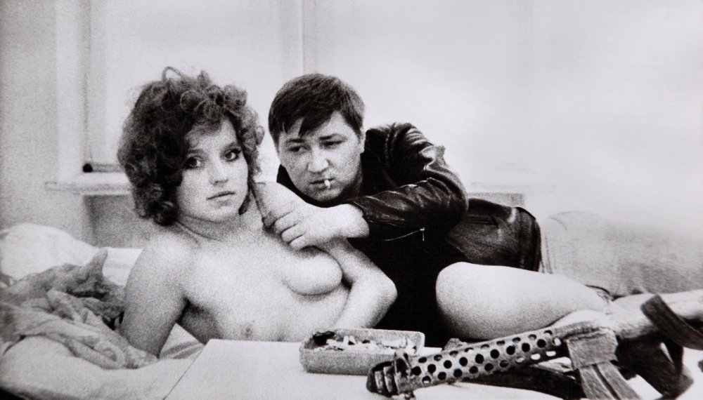Hannah Schygulla and Rainer Werner Fassbinder on the set of Love Is Colder than Death (1969)