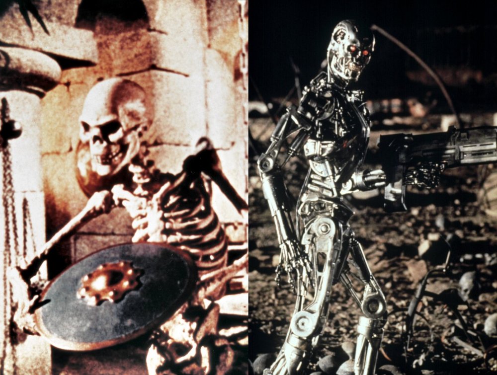 The Seventh Voyage of Sinbad (left, 1958); Terminator 2: Judgement Day (right, 1991)