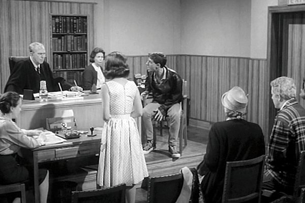 Thomas Mitchell and Pauline Hahn (back to camera) in Too Young to Love (1960)