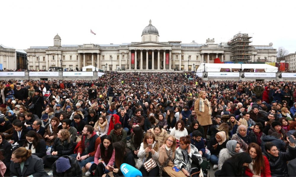 The audience for the Mayor’s screening of The Salesman on Trafalgar Square, London, 26 February 2017.