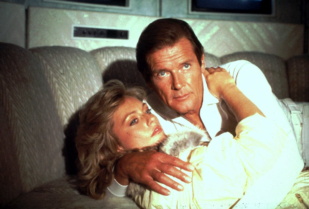 Roger Moore and Mary Stavin in A View to a Kill (1985)