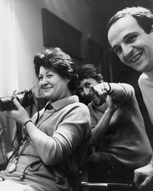 Kay Mander with François Truffaut on the set of Fahrenheit 451 (1966)